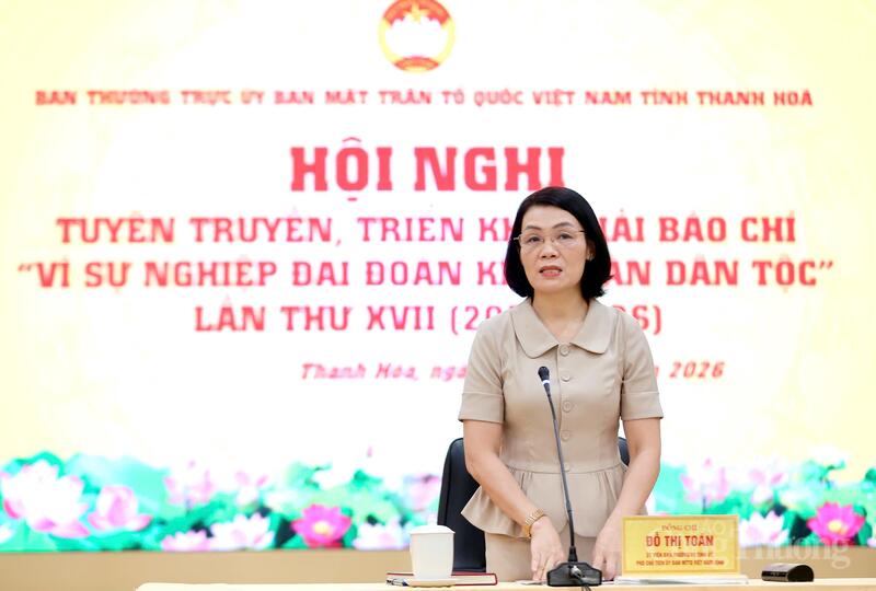 Bà Đỗ Thị Toán - Ủy viên Ban Thường vụ, Phó Chủ tịch Thường trực Ủy ban MTTQ Việt Nam tỉnh Thanh Hoá phát biểu tại Okvip69 Đăng ký cá cược. Ảnh: Ngô Nhung