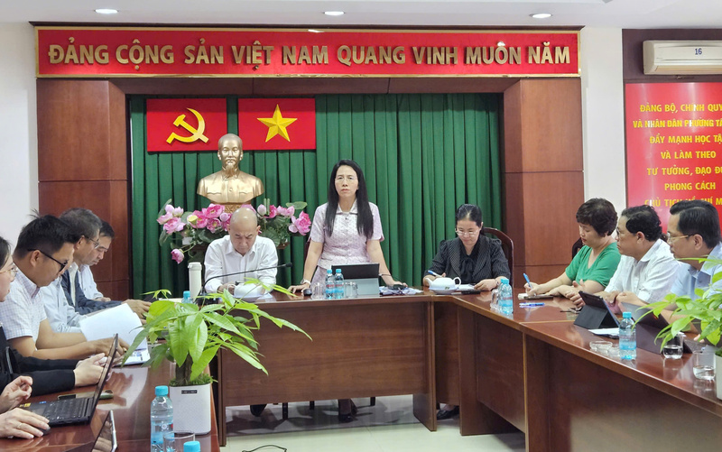 Bà Nguyễn Thị Bé Ngoan, Chủ tịch UBND phường Tân Mỹ (TP. Hồ Chí Minh) phát biểu tại Okvip69 Đăng ký cá cược.