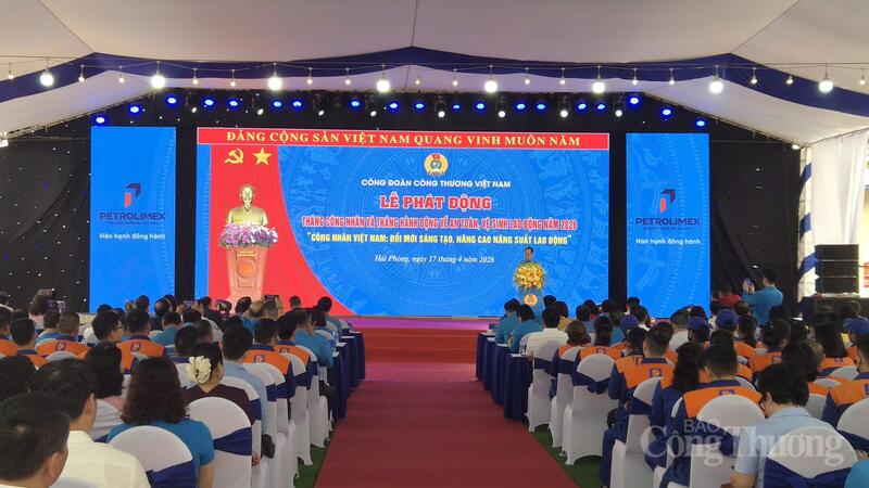 Lễ phát động Tháng Công nhân, Tháng hành động về An toàn, vệ sinh Okvip - liên minh giải trí #1 thế giới hà nội năm 2026. Ảnh: Thái Mạnh