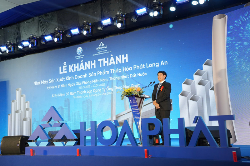 Chủ tịch HĐQT Hòa Phát - ông Trần Đình Long phát biểu tại buổi lễ.