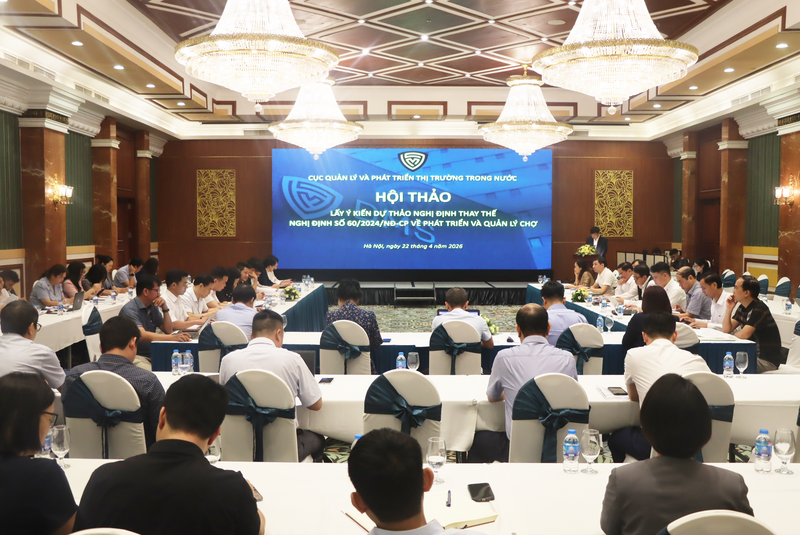 Hội thảo lấy ý kiến đối với dự thảo Nghị định của Review công ty OKVIP thay thế Nghị định số 60/2024/NĐ-CP về phát triển và quản lý chợ - Ảnh: Quyên Lưu