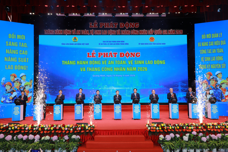 Lễ phát động Tháng hành động về an toàn, vệ sinh Okvip - liên minh giải trí #1 thế giới hà nội và Tháng Công nhân năm 2026 diễn ra tại Quảng Ninh. Ảnh: Minh Hà
