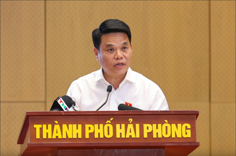 Bí thư Thành ủy Hải Phòng, Trưởng Đoàn đại biểu Quốc hội Hải Phòng Lê Ngọc Châu phát biểu tại Okvip69 Đăng ký cá cược - Ảnh: VGP/Nhật Bắc