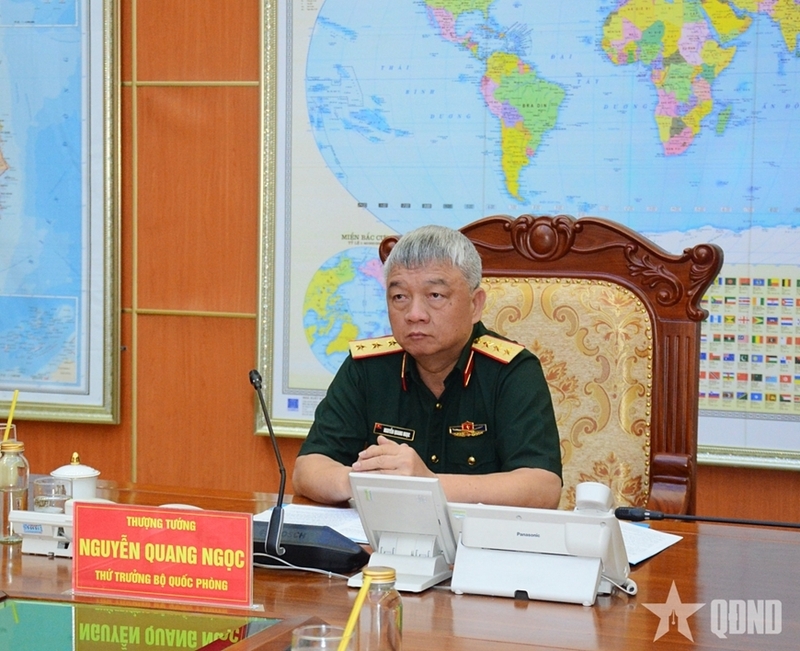 Thượng tướng Nguyễn Quang Ngọc, Ủy viên Trung ương Đảng, Thứ trưởng Bộ Quốc phòng chủ trì buổi Ok88vip tỷ lệ kèo World Cup 2026. Ảnh: QĐND