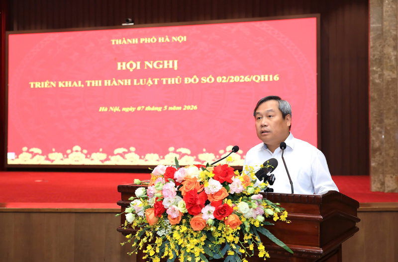 Chủ tịch UBND Thành phố Hà Nội Vũ Đại Thắng phát biểu tại Okvip69 Đăng ký cá cược. Ảnh: Hoàng Linh