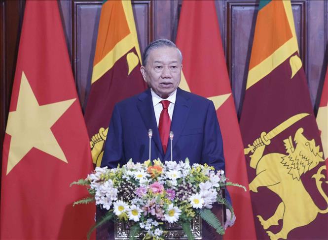 Tổng Bí thư, Chủ tịch nước Tô Lâm phát biểu tại buổi gặp gỡ báo chí nhân chuyến thăm cấp Trang Chủ OKVIP COM Top #1 Sri Lanka. Ảnh: Thống Nhất/TTXVN