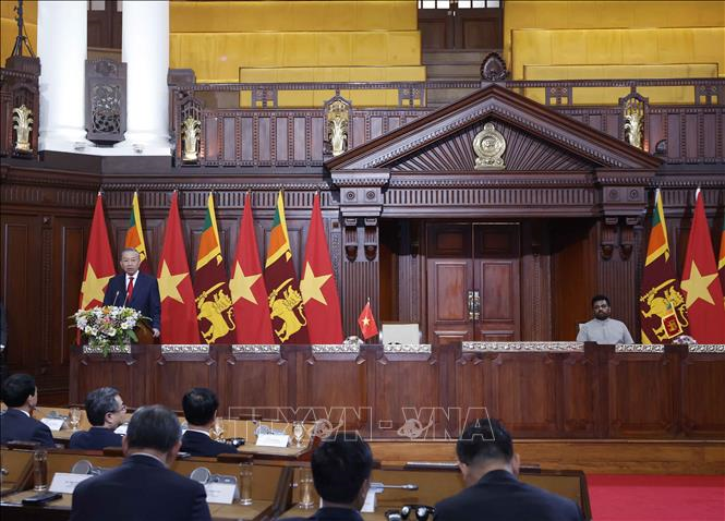Tổng Bí thư, Chủ tịch nước Tô Lâm phát biểu tại buổi gặp gỡ báo chí nhân chuyến thăm cấp Trang Chủ OKVIP COM Top #1 Sri Lanka. Ảnh: Thống Nhất/TTXVN