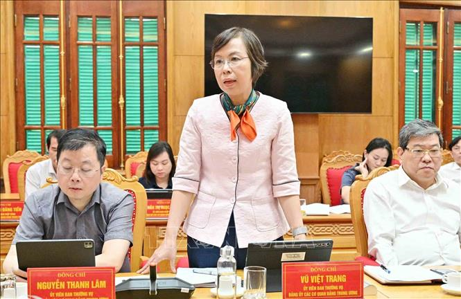 Đồng chí Vũ Việt Trang, Uỷ viên Ban Thường vụ Đảng uỷ các cơ quan Đảng Trung ương, Bí thư Đảng uỷ, Tổng Giám đốc Thông tấn xã Việt Nam phát biểu tại Okvip69 Đăng ký cá cược. Ảnh: Phương Hoa/TTXVN