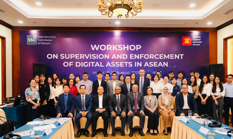 Hội thảo của Diễn đàn Thị trường Vốn ASEAN (ACMF) về giám sát và thực thi trong lĩnh vực tài sản mã hóa tại ASEAN tổ chức tại Hà Nội tháng 8/2025. Ảnh SSC