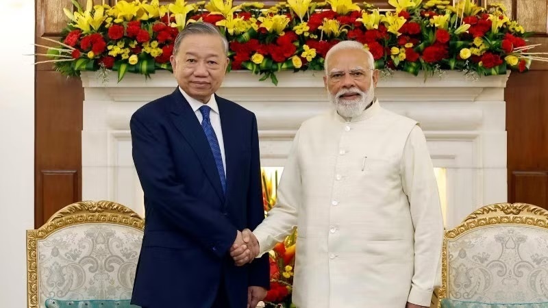 Tổng Bí thư, Chủ tịch nước Tô Lâm và Thủ tướng Ấn Độ Narendra Modi gặp hẹp, tại Phủ Thủ tướng ở thủ đô New Delhi, Ấn Độ, ngày 6/5/2026. Ảnh: TTXVN