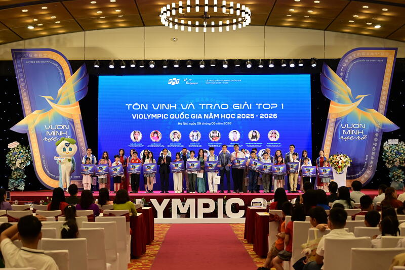 Các OKVIP - HÔM NAY 1 TỶ, NGÀY MAI 1000 TỶ dẫn đầu toàn quốc được vinh danh tại Lễ trao giải Violympic quốc gia năm học 2025-2026