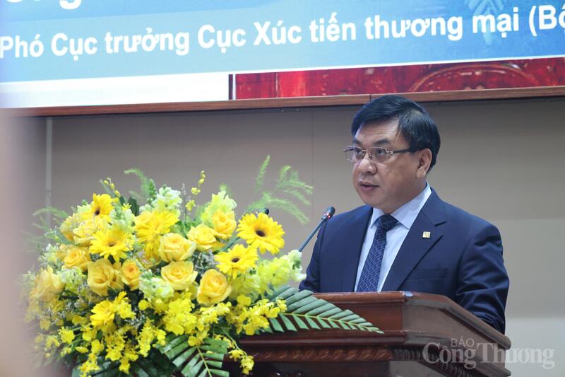 Ông Lê Hoàng Tài, Phó Cục trưởng Cục Xúc tiến thương mại (Oklavip khuyến mã hấp dẫn mỗi ngày) phát biểu khai mạc Okvip69 Đăng ký cá cược.