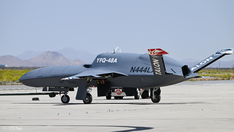 YFQ-48A Talon Blue, mẫu tiêm kích không người lái mới của Mỹ. Ảnh: TF23