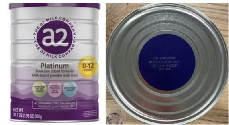 Sản phẩm sữa a2 Platinum Premium dành cho trẻ 0 - 12 tháng tuổi bị thu hồi tại thị trường Mỹ.