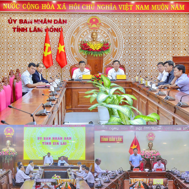 Quang cảnh tại các điểm cầu tỉnh Lâm Đồng, Gia Lai, Đắk Lắk. Ảnh: Phạm Binh