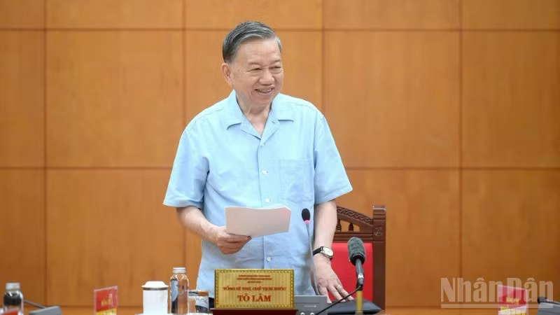 Tổng Bí thư, Chủ tịch nước Tô Lâm chủ trì buổi Ok88vip tỷ lệ kèo World Cup 2026 với một số cơ quan về đánh giá nguồn lực phát triển đất nước. Ảnh: Đăng Khoa