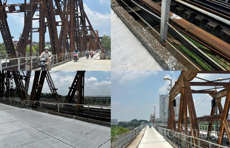 Cầu Long Biên được đổ bê tông mới, tạo cảm giác bằng phẳng, chắc chắn và thuận tiện cho việc di chuyển. Ảnh: Thuỳ Dương
