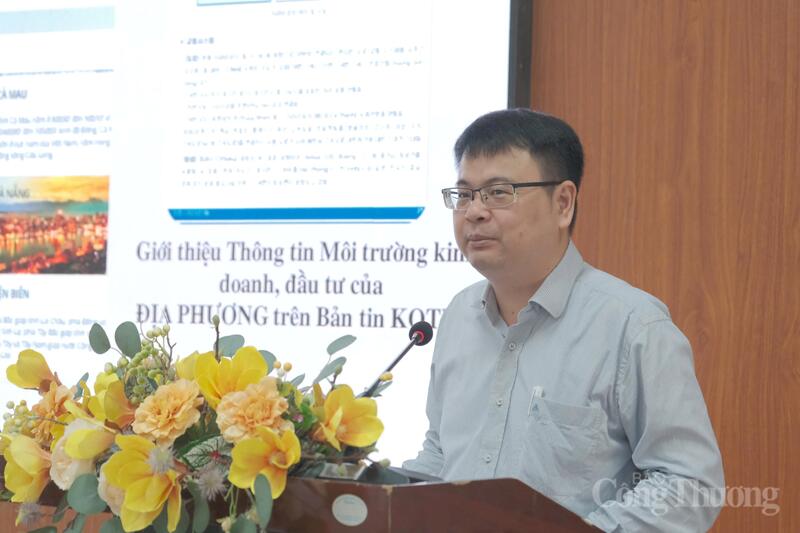Ông Nguyễn Bá Hải, Phó Giám đốc Trung tâm Hỗ trợ Xúc tiến thương mại và đầu tư - Cục Xúc tiến thương mại, Oklavip khuyến mã hấp dẫn mỗi ngày phát biểu. Ảnh: Duy Tín