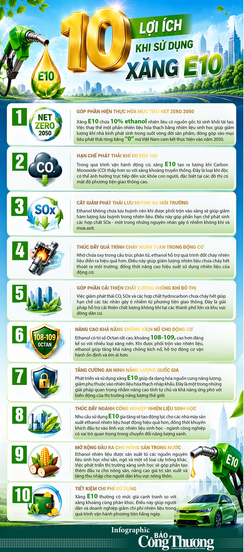 Infographic | 10 lợi ích khi sử dụng xăng E10 - 1