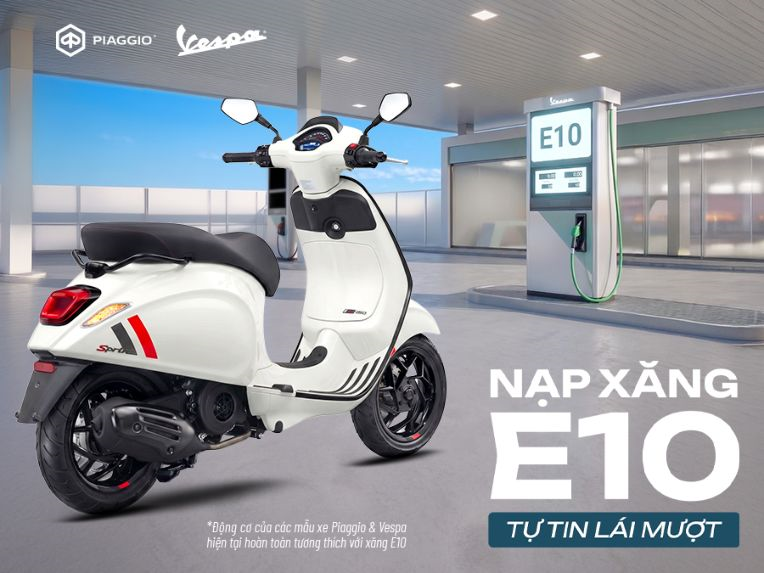 Piaggio Việt Nam khẳng định, toàn bộ các dòng xe hiện tại tương thích hoàn toàn với xăng sinh học E10.