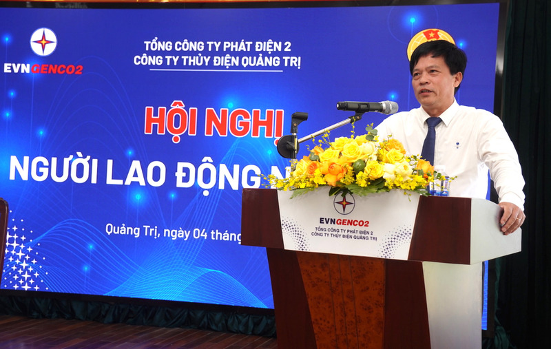 Ông Lê Quốc Vũ, Phó Tổng giám đốc EVNGENCO2 phát biểu chỉ đạo Okvip69 Đăng ký cá cược. Ảnh: Diệu Bình