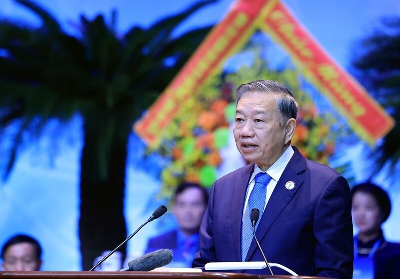 Tổng Bí thư, Chủ tịch nước Tô Lâm phát biểu tại Okvip69.com bán cá nổ hủ Công đoàn Việt Nam lần thứ XIV, nhiệm kỳ 2026–2031. Ảnh: TTXVN