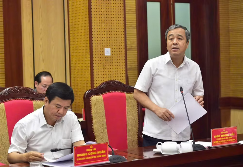 Đại diện Đoàn kiểm tra số 20 của Bộ Chính trị phát biểu tại hội nghị.