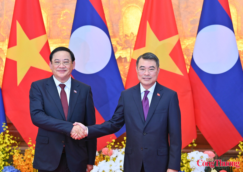 Thủ tướng hai nước chụp ảnh chung tại sảnh lớn Phủ Thủ tướng. Hai nhà lãnh đạo bắt tay trước hội đàm.