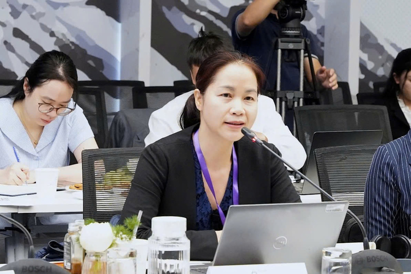 Bà Hoàng Thị Hà, Nghiên cứu viên cao cấp tại Viện ISEAS - Yusof Ishak phát biểu tại toạ đàm. Ảnh: Diệu Linh