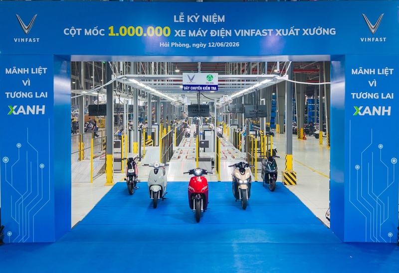 VinFast xuất xưởng chiếc xe máy điện thứ một triệu ra thị trường vào ngày 12/6. Ảnh: VF