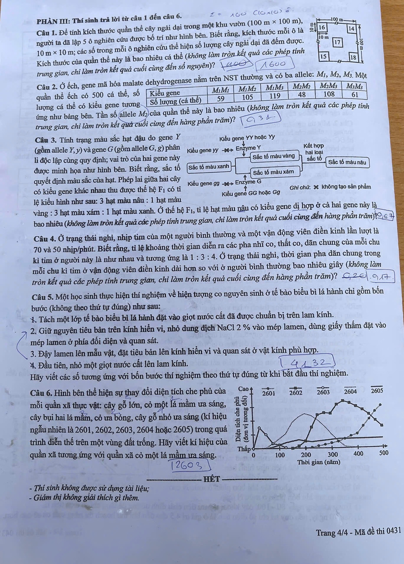 Đề thi môn Sinh học.