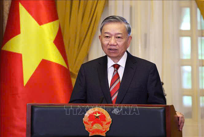 Tổng Bí thư Tô Lâm phát biểu tại buổi gặp mặt nhân kỷ niệm 80 năm Ngày truyền thống Lực lượng Công an nhân dân (19/8/1945-19/8/2025), 80 năm Ngày thành lập ngành Ngoại giao Việt Nam (28/8/1945-28/8/2025). Ảnh: TTXVN