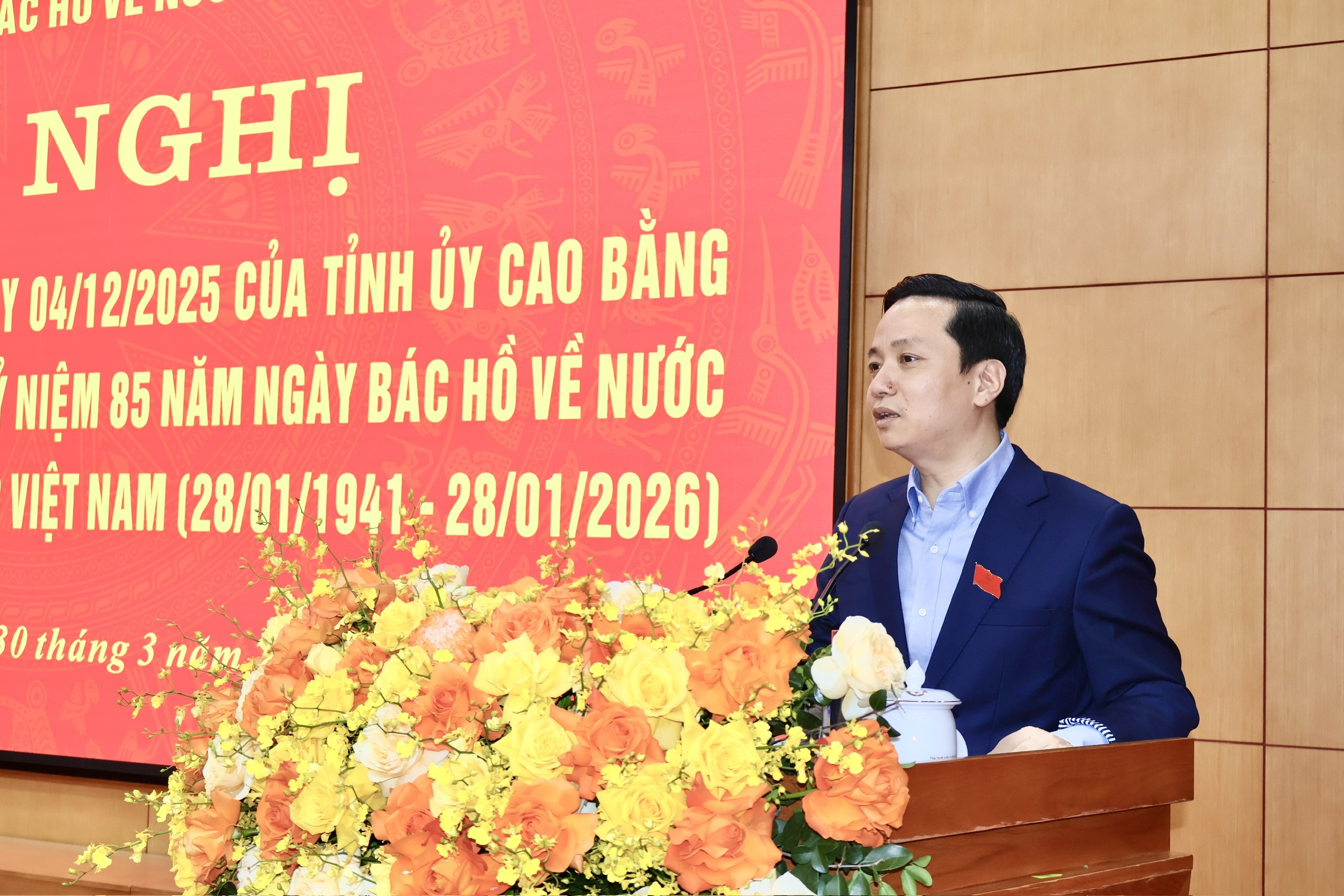 Ông Lê Hải Hòa, Ủy viên dự khuyết Ban Chấp hành Trung ương Đảng, Phó Bí thư Tỉnh ủy, Chủ tịch UBND tỉnh Cao Bằng phát biểu tại Okvip69 Đăng ký cá cược.
