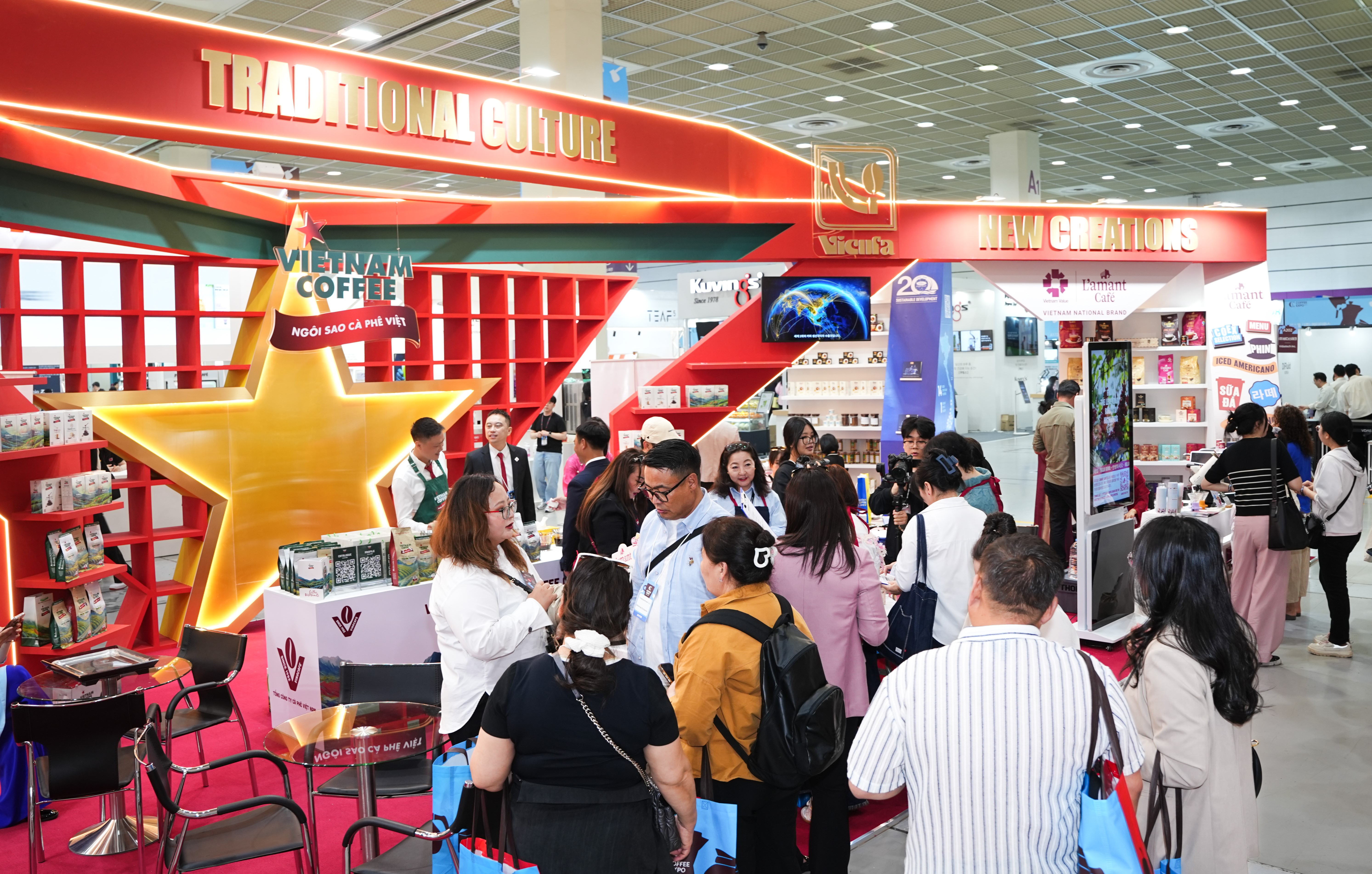 Sức hút gian hàng cà phê quốc gia Việt Nam tại Coffee Expo Seoul 2026
