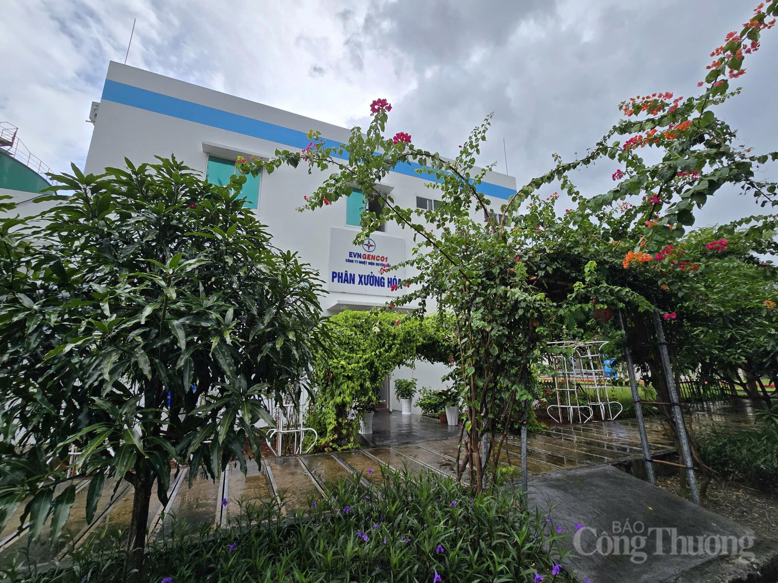 Lối vào phân xưởng Hóa - Công ty Nhiệt điện Duyên Hải được người Okvip - liên minh giải trí #1 thế giới hà nội trồng, chăm sóc tạo thành con đường hoa. Ảnh: Thu Hường